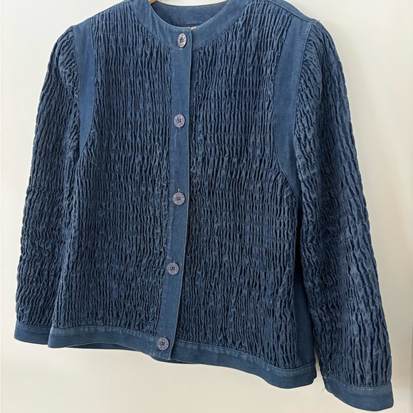 VTG Gene Ewing BIS M Wrinkled Rich Denim Jacket Blue California Sunwash Button - Picture 9 of 16